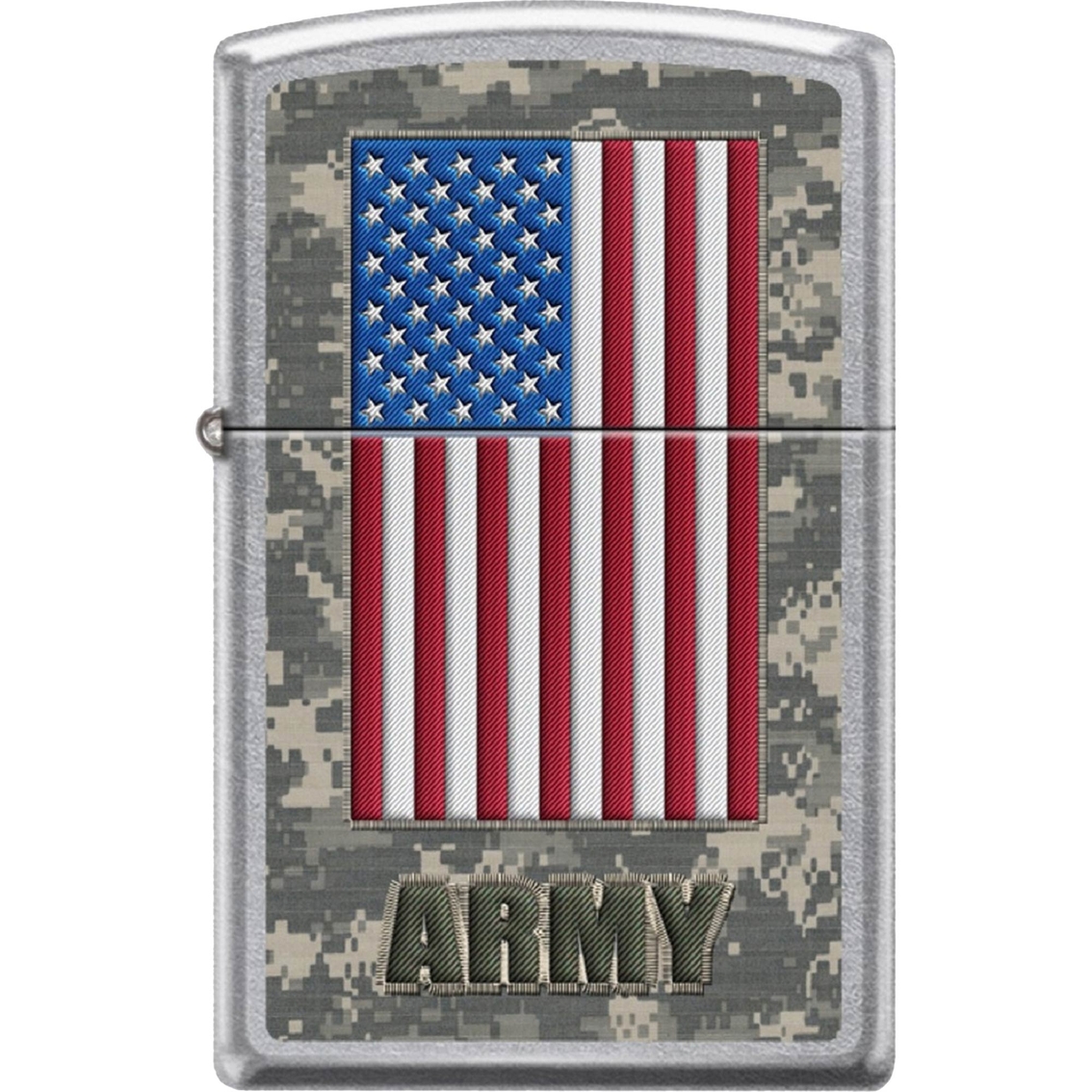 Zippo Army Lighter with American Flag with Camouflage Background