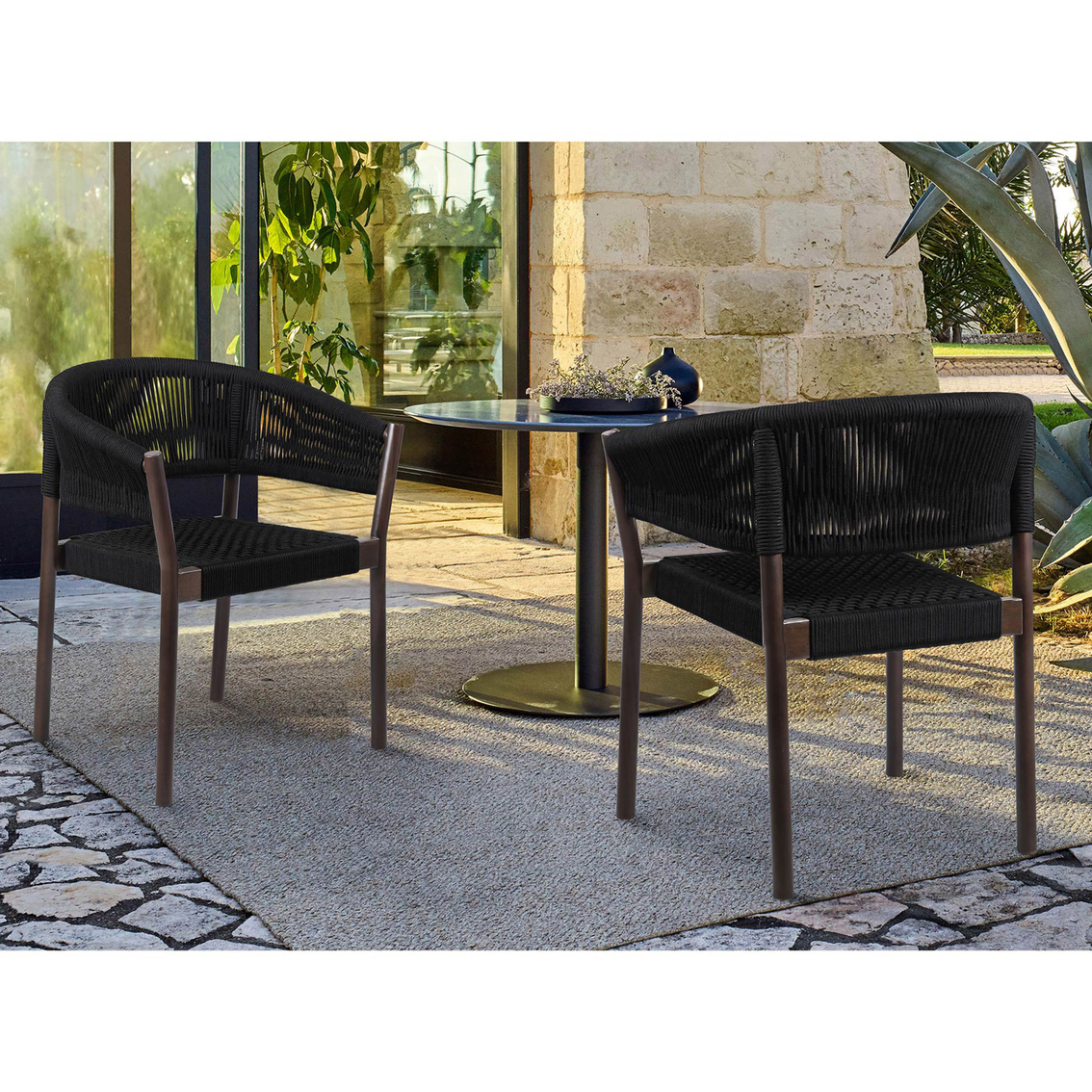 Armen Living Doris Outdoor Dining Chair Set of 2 - Image 8 of 8