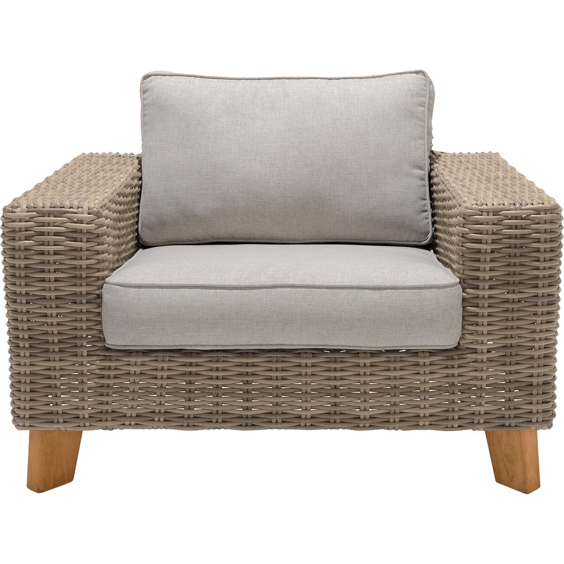 Armen Living Bahamas Outdoor Wicker & Teak Wood Lounge Chair - Image 2 of 10