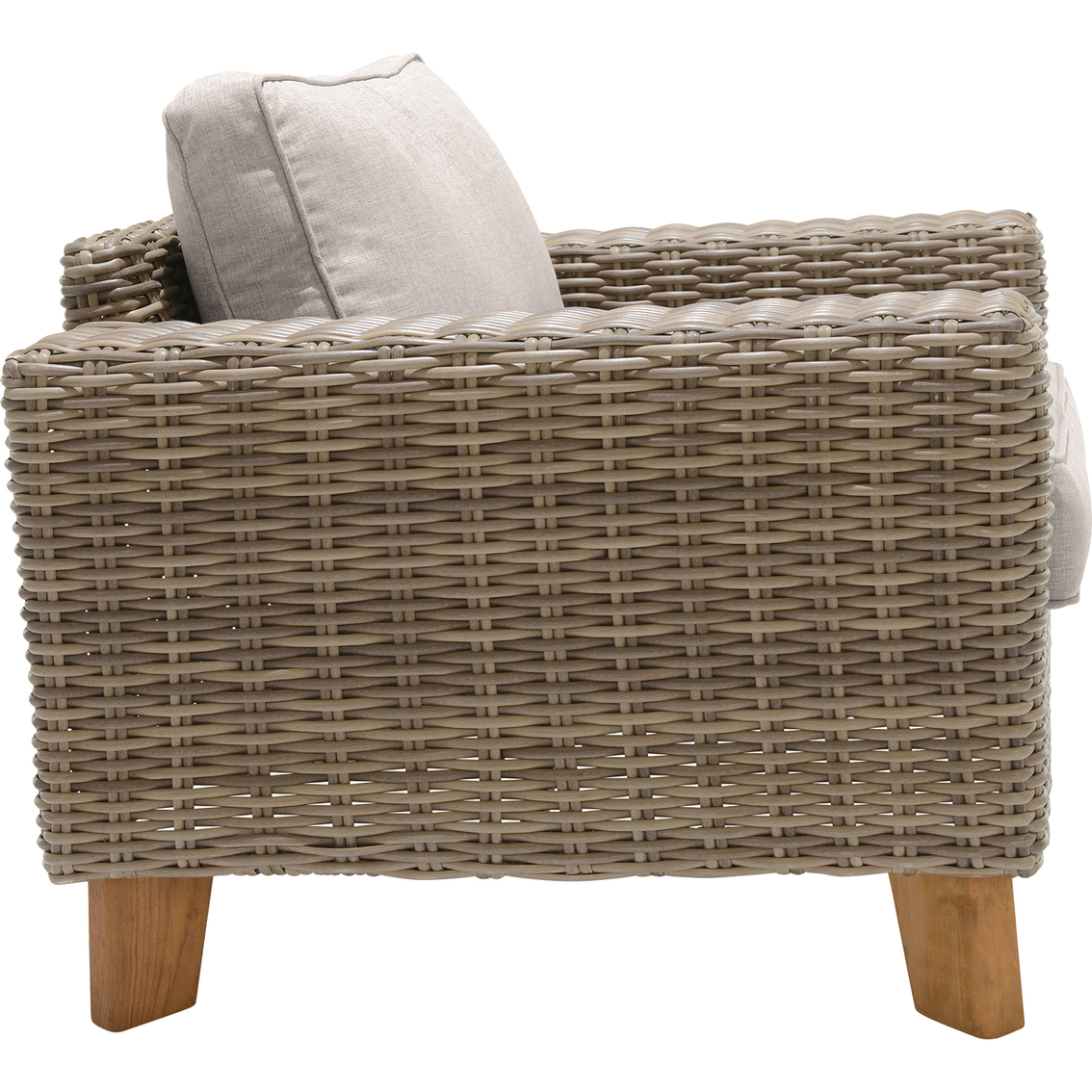 Armen Living Bahamas Outdoor Wicker & Teak Wood Lounge Chair - Image 3 of 10