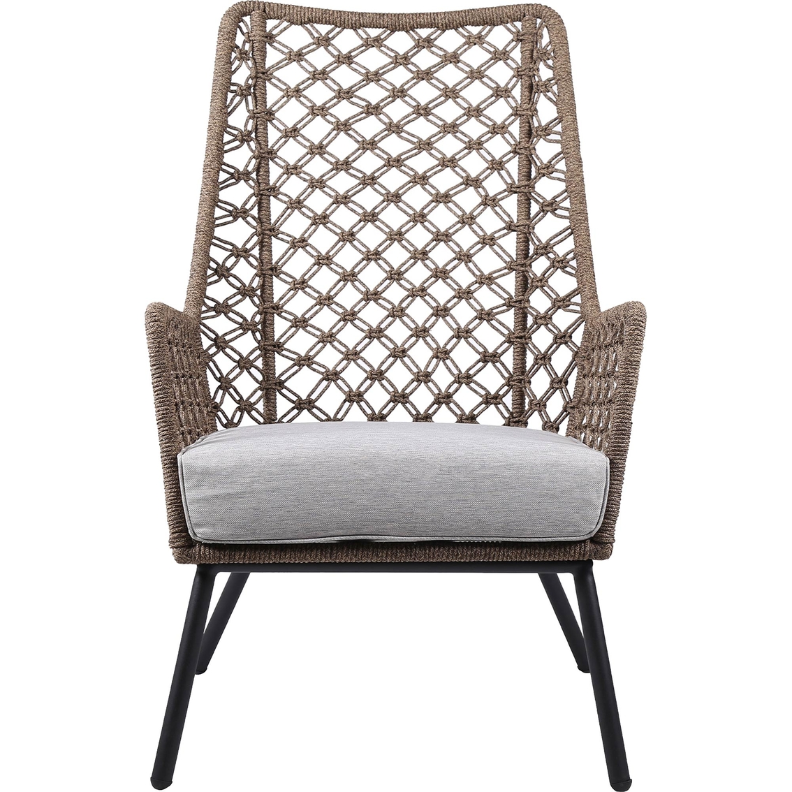 Armen Living Marco Indoor Outdoor Steel Lounge Chair with Natural Springs Rope - Image 2 of 7