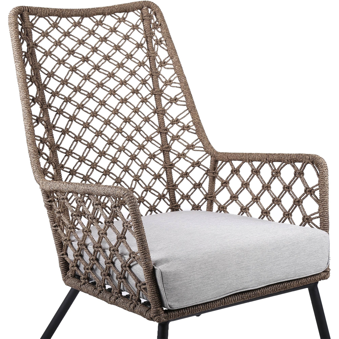 Armen Living Marco Indoor Outdoor Steel Lounge Chair with Natural Springs Rope - Image 4 of 7