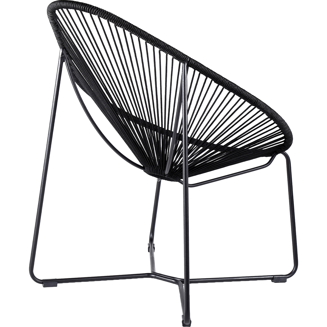 Armen Living Acapulco Indoor and Outdoor Steel Papasan Lounge Chair with Rope - Image 3 of 7