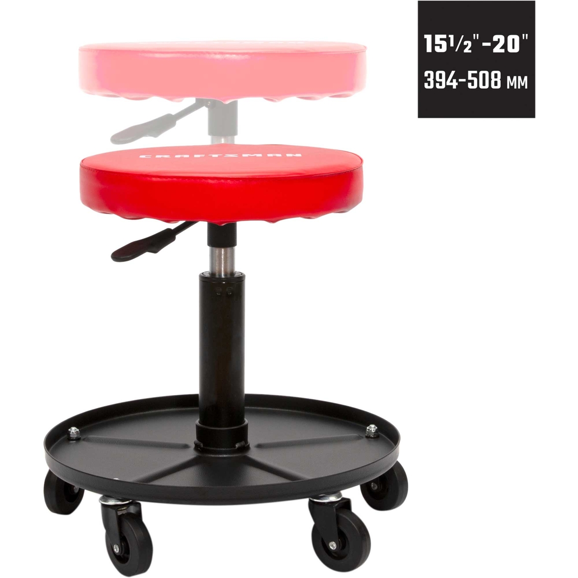 Adjustable Height Rolling Creeper Stool with Storage Tray - Image 6 of 6