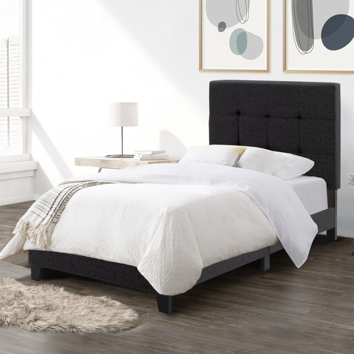 CorLiving Ellery Fabric Tufted Bed - Image 8 of 9