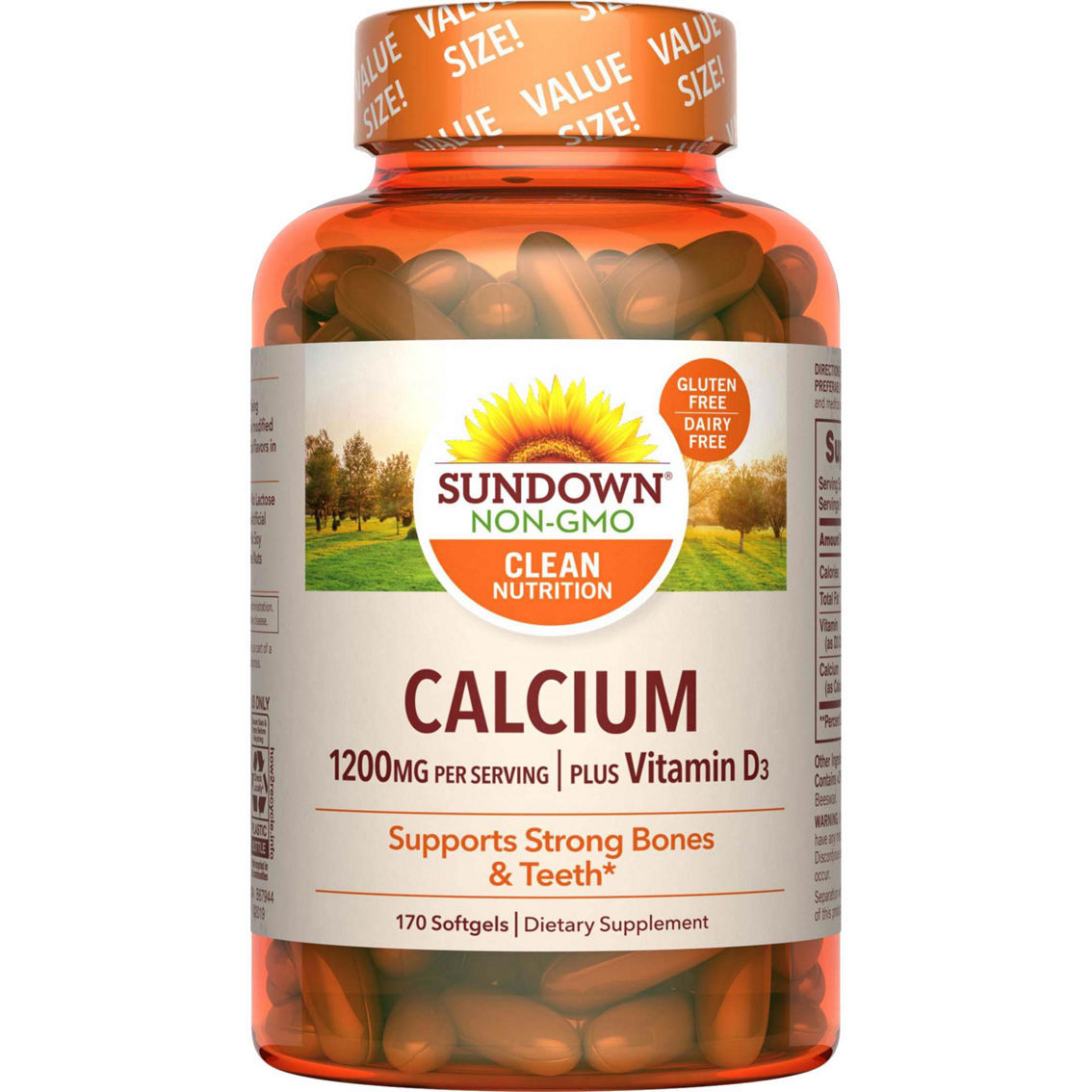 Sundown Naturals Calcium 1200 plus D Liquid Filled Softgels 170 Pk. Value Size