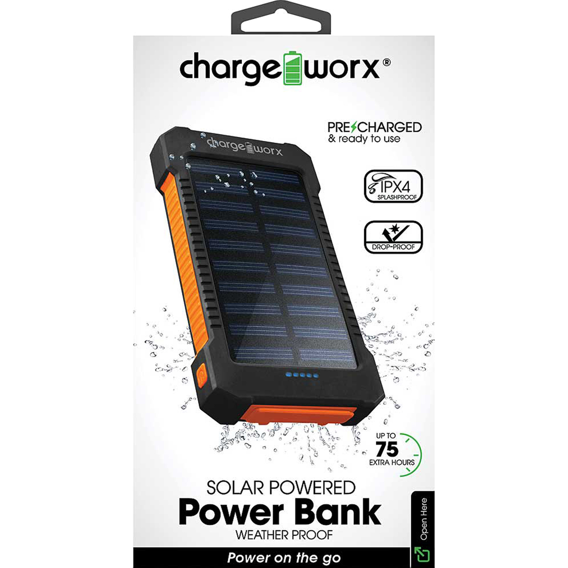 Charge Worx 10000mah Premium Solar Power Bank with Dual USB Ports