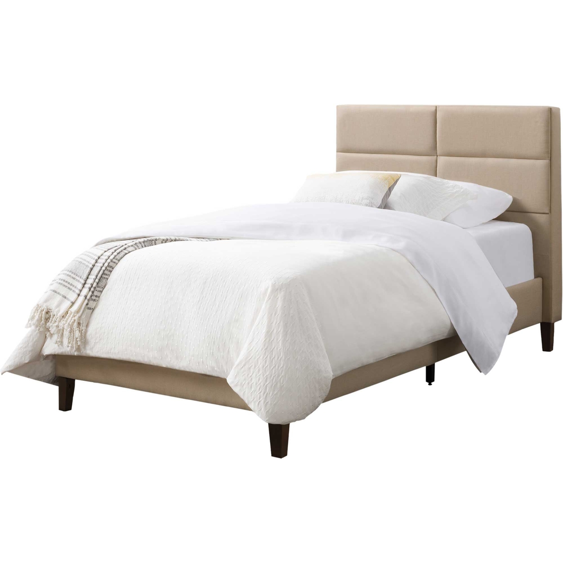 CorLiving Bellevue Cream Upholstered Panel Bed - Image 5 of 10