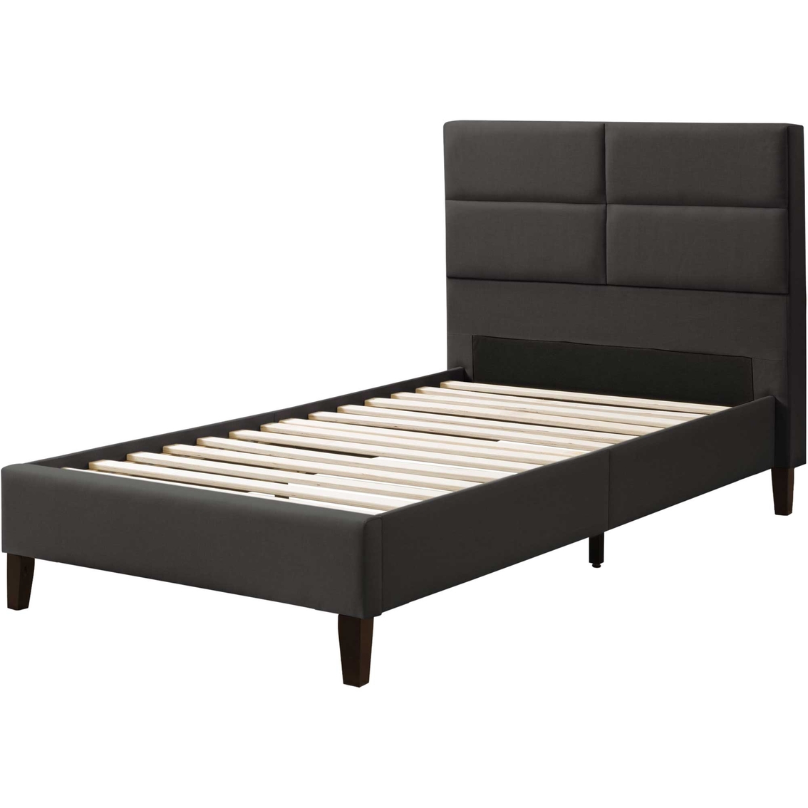 CorLiving Bellevue Dark Gray Upholstered Panel Bed - Image 2 of 10