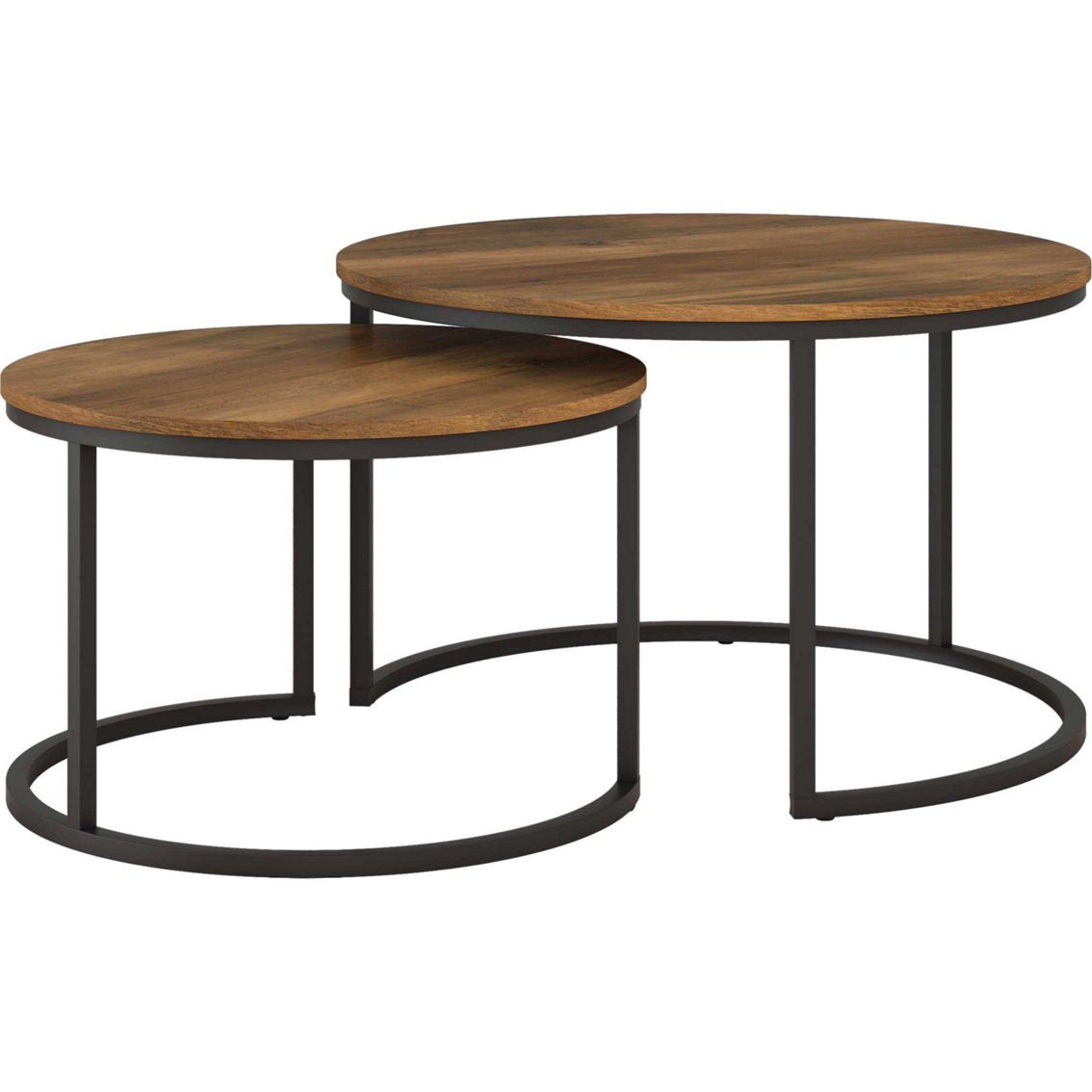 CorLiving Fort Worth Brown Wood Nesting Coffee Tables - Image 3 of 8