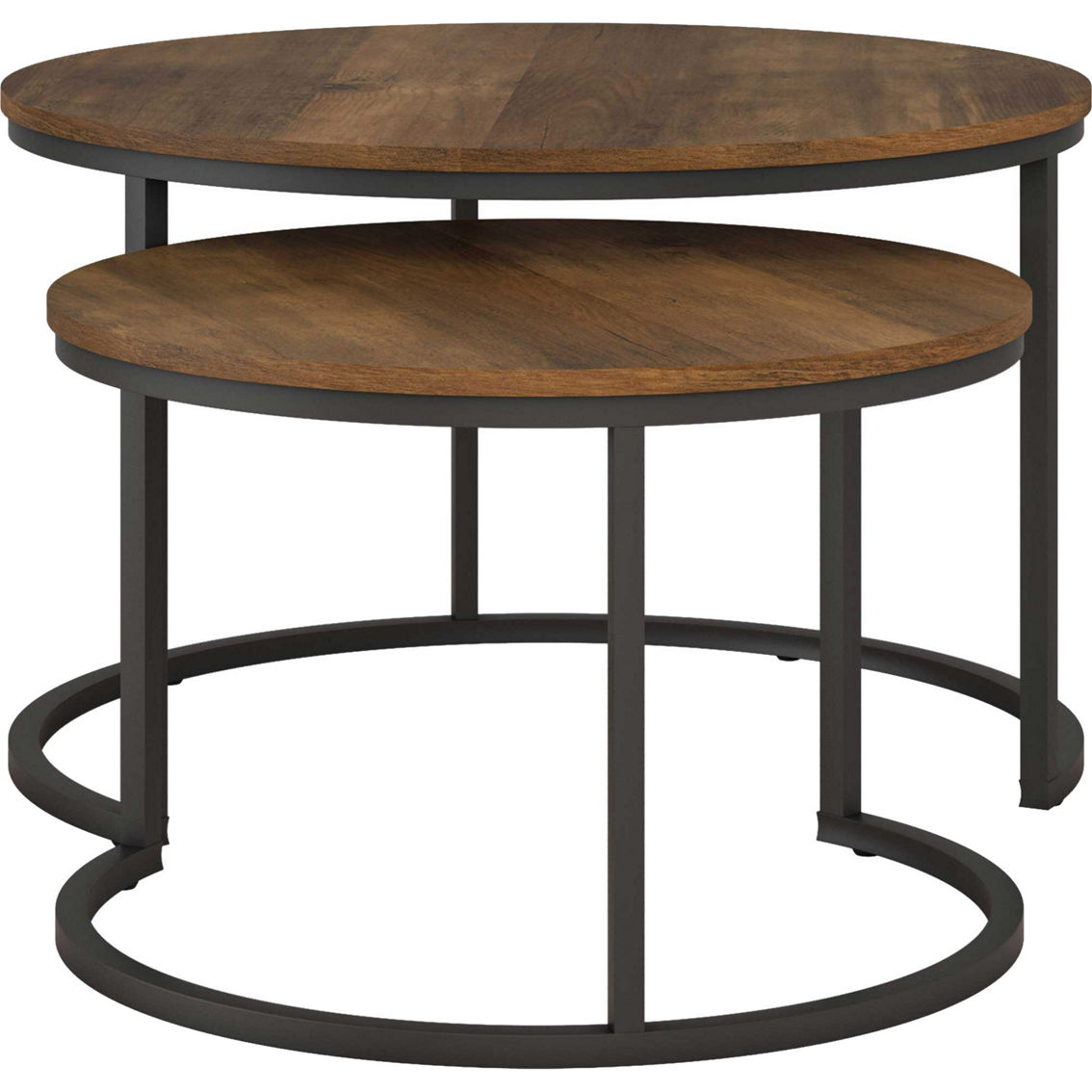 CorLiving Fort Worth Brown Wood Nesting Coffee Tables - Image 4 of 8