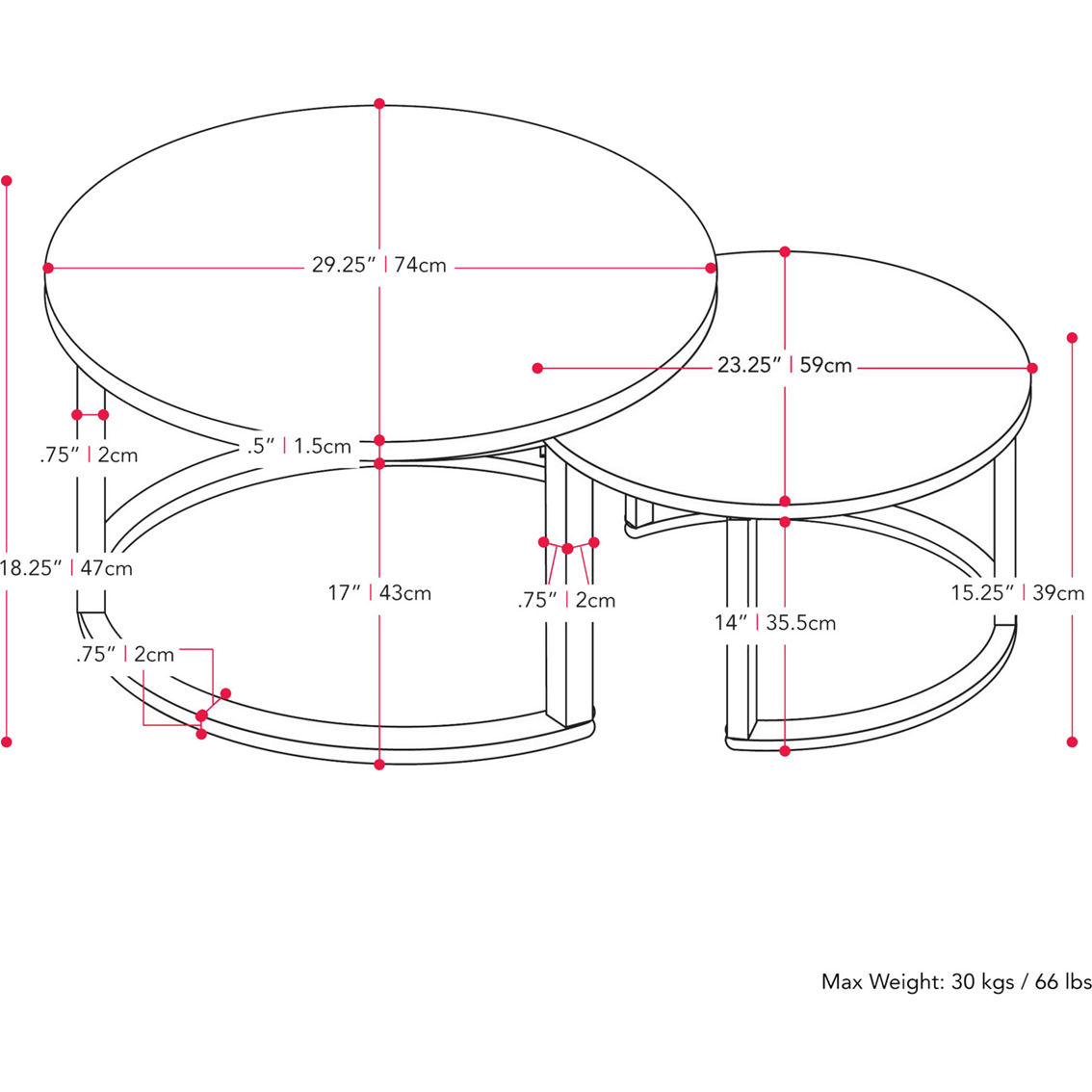 CorLiving Fort Worth Brown Wood Nesting Coffee Tables - Image 8 of 8