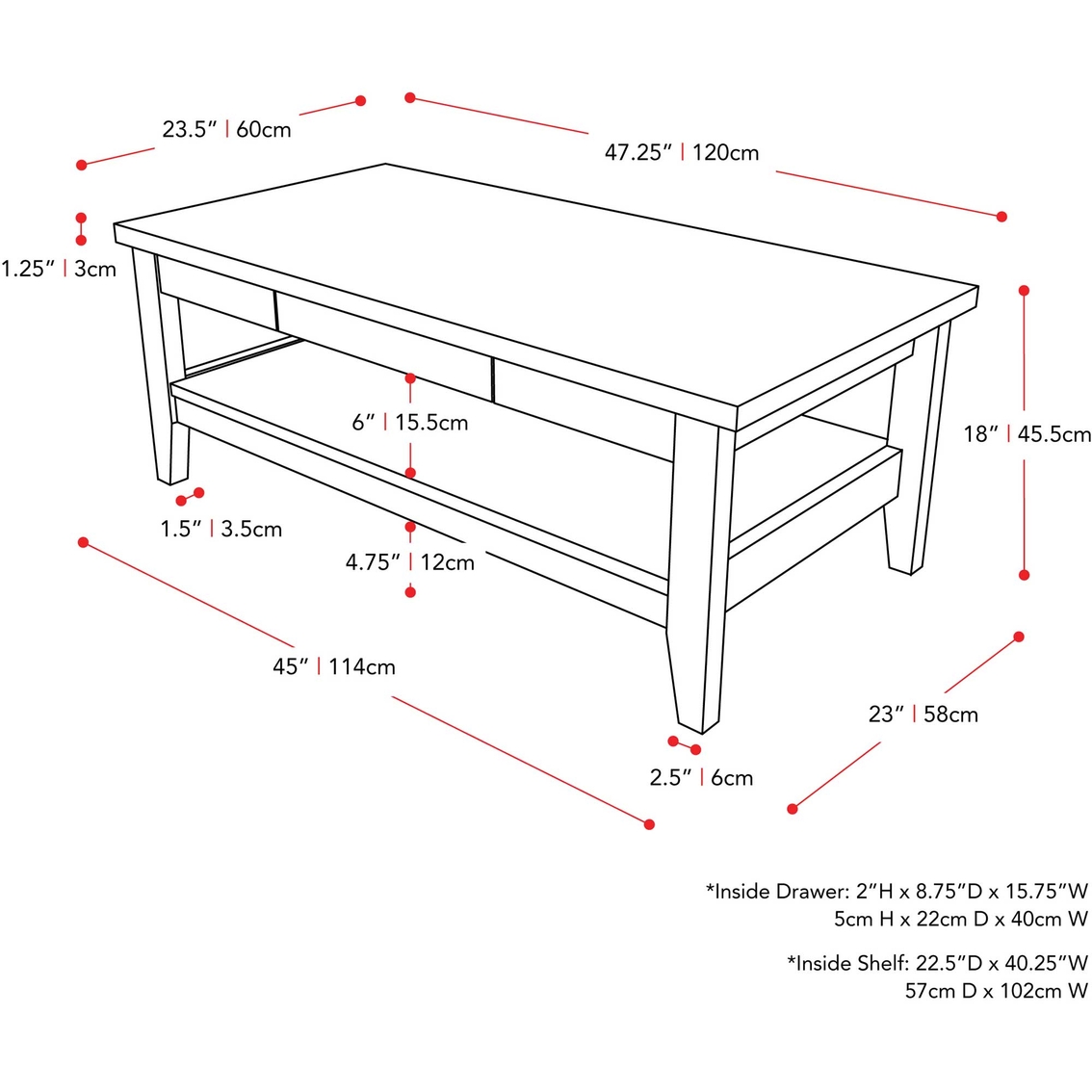 CorLiving Hollywood Dark Grey Coffee Table with Drawers - Image 4 of 6