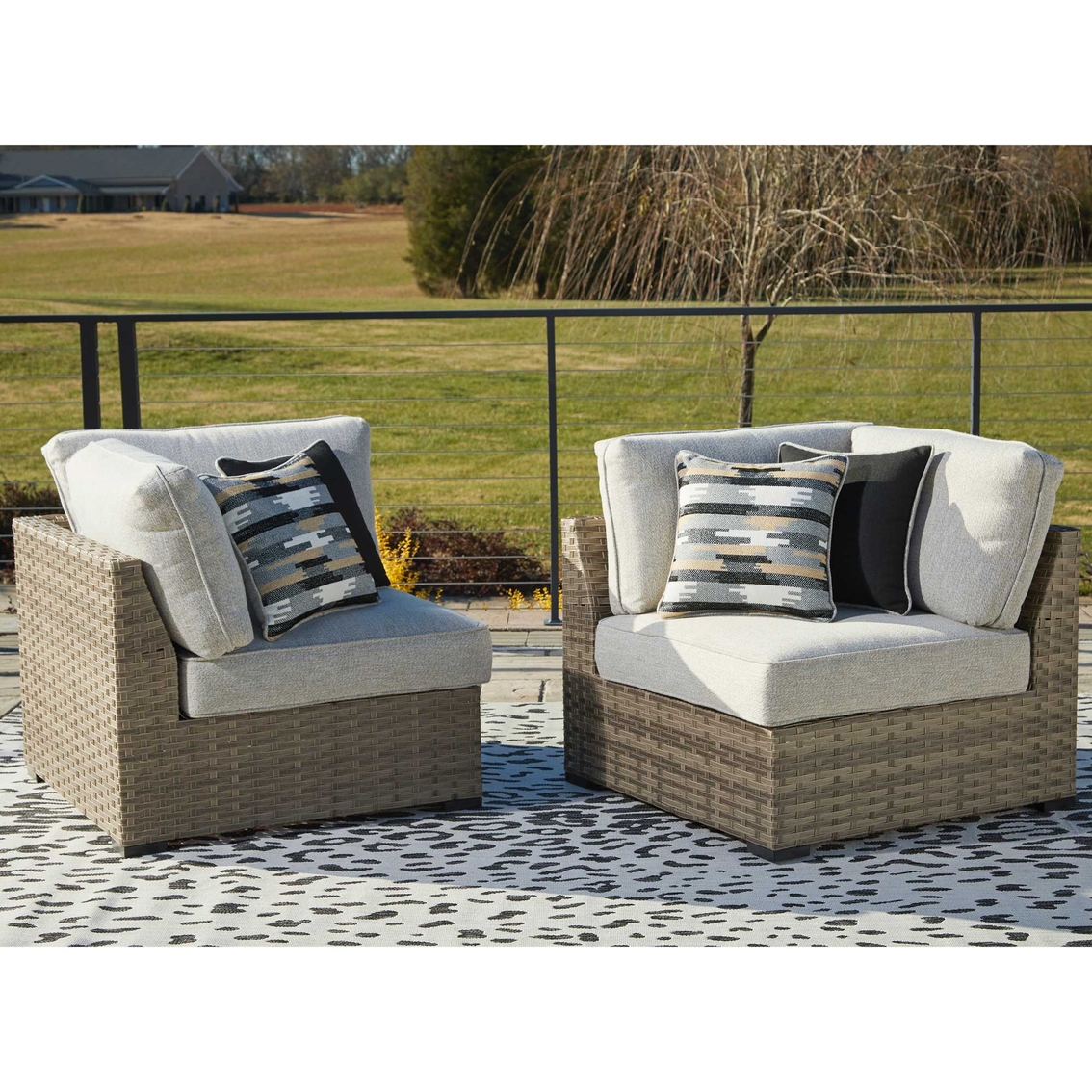 Signature Design by Ashley Calworth Outdoor 10 pc. Set with Firepit Table - Image 3 of 10