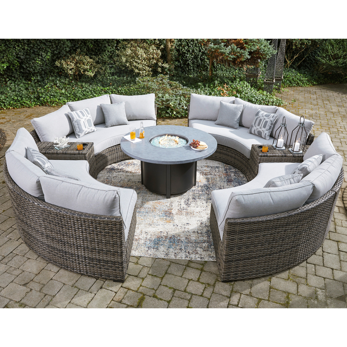 Signature Design by Ashley Harbor Court 7 pc. Outdoor Set with Firepit Table