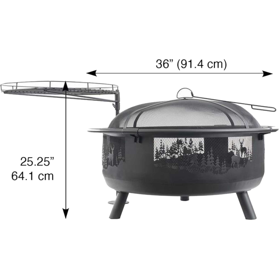 Blue Sky Outdoor Living 36 in. Round Barrel Fire Pit with Swing Away Grill - Image 3 of 4