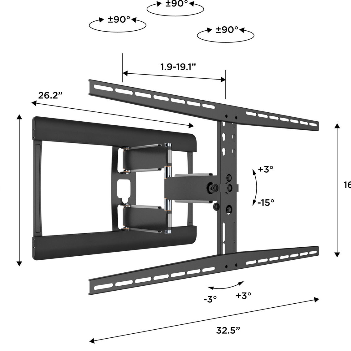 ProMounts Pro Full Motion TV Wall Mount for 37 to 85 in. TVs - Image 8 of 10
