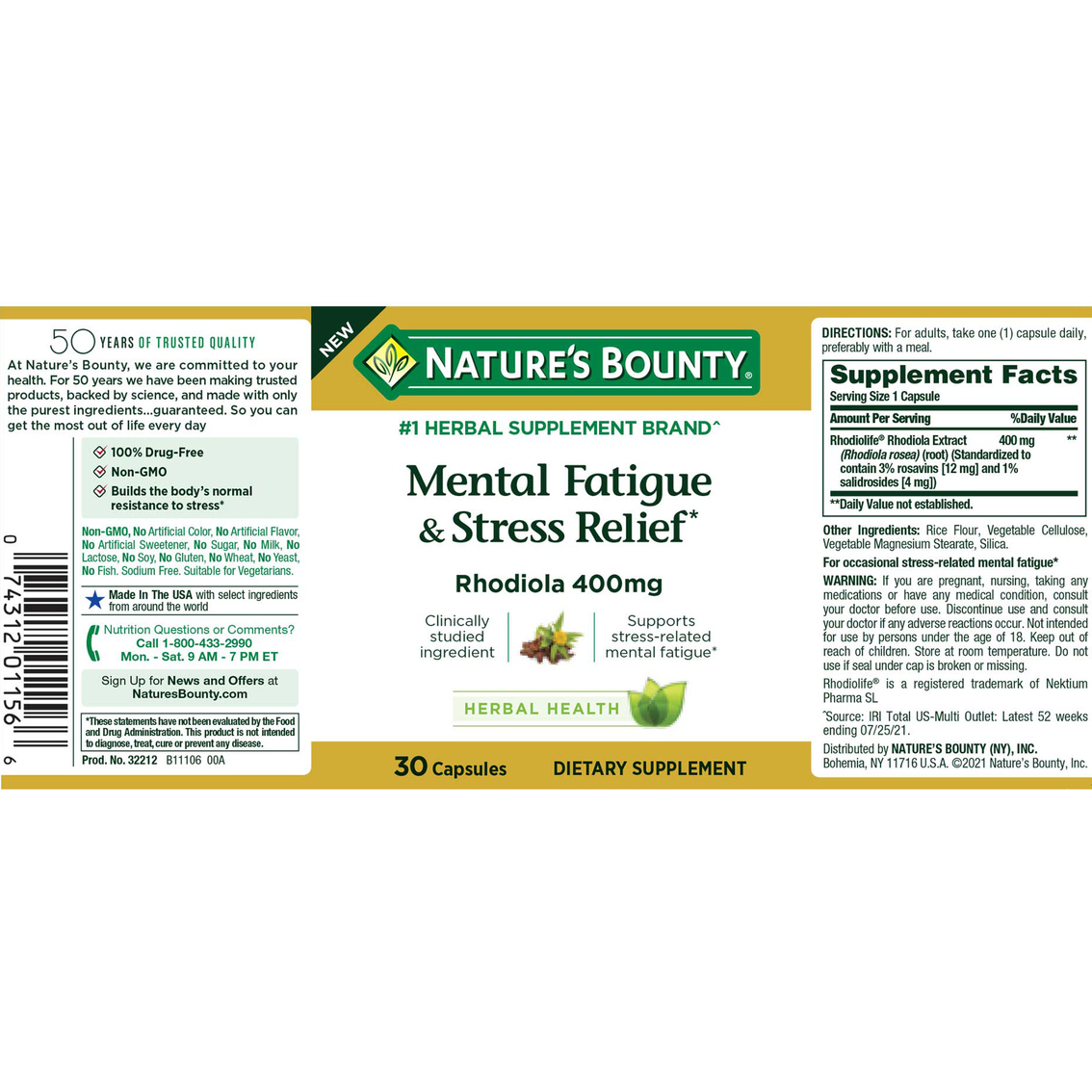 Nature's Bounty Mental Fatigue and Stress Relief 30 ct. - Image 2 of 2