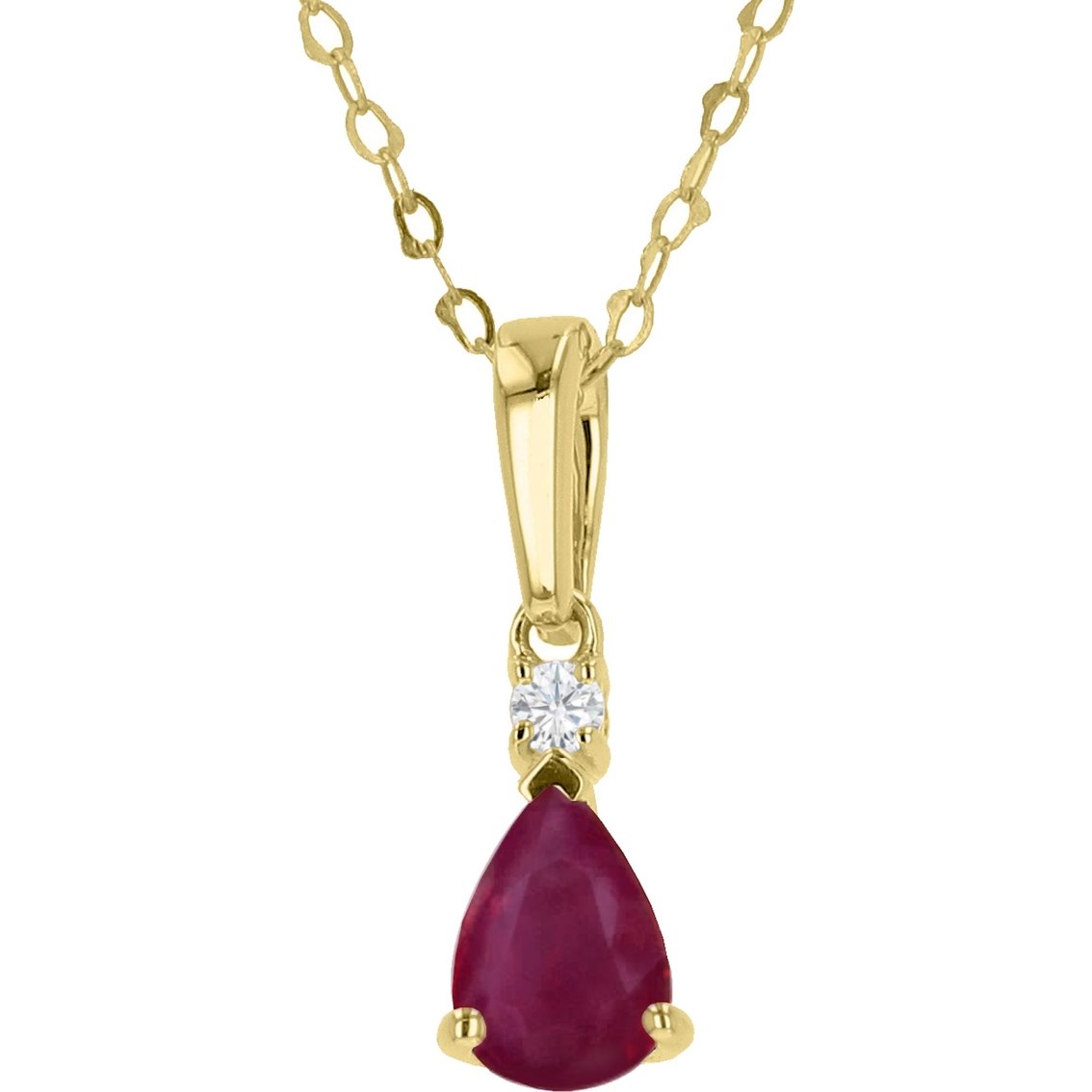 14K Yellow Gold Ruby and Diamond Accent Pendant