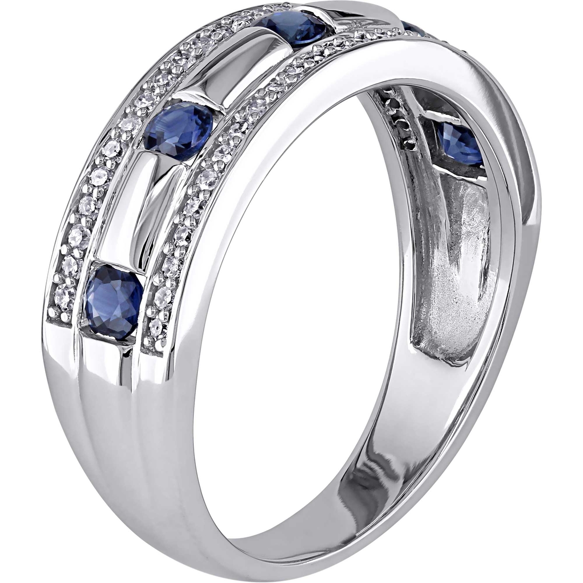 Sofia B. 10K White Gold Sapphire and 1/4 CTW Diamond Band - Image 2 of 3