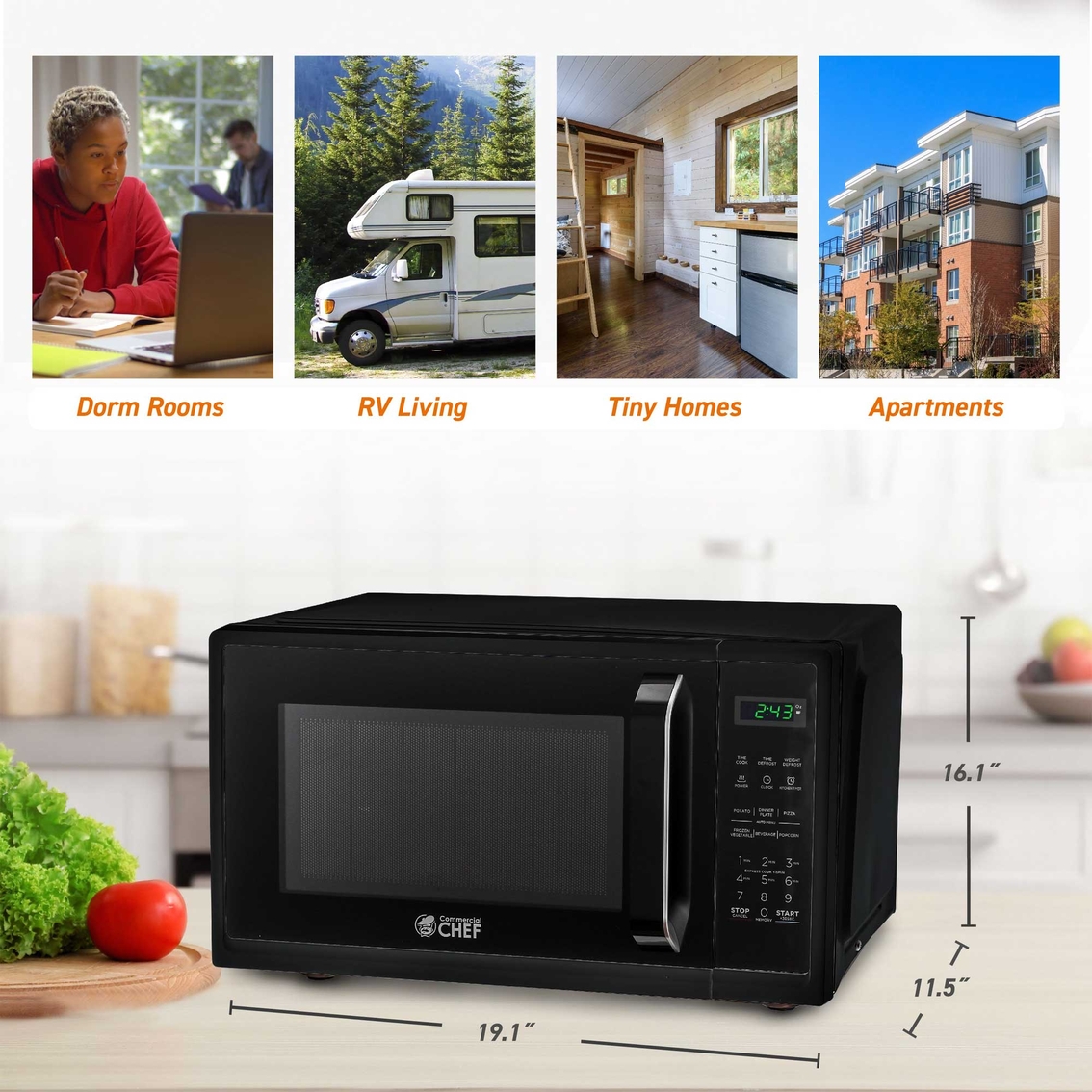 Commercial Chef 0.9 Cu. Ft. Countertop Microwave Oven - Image 7 of 7