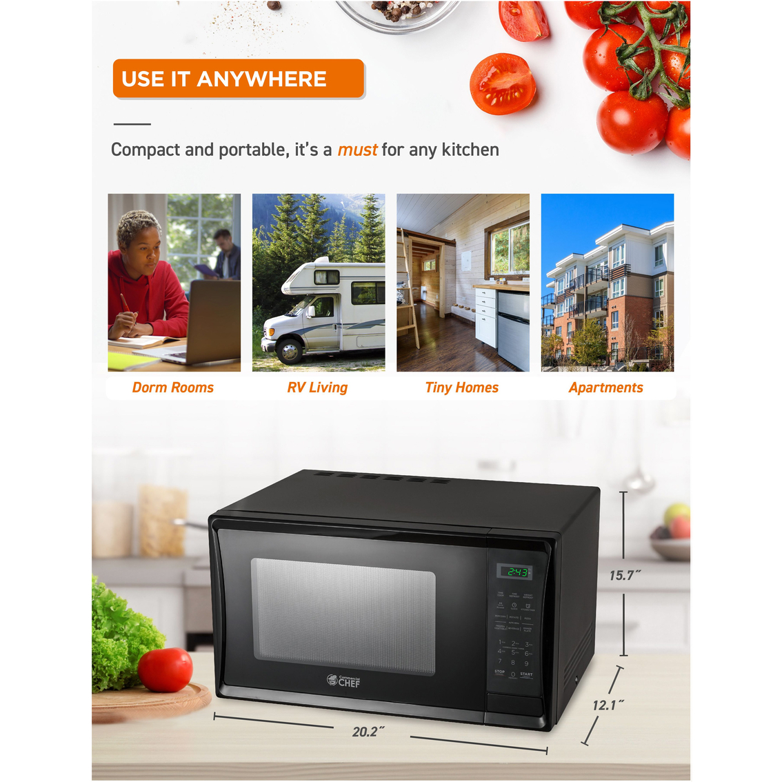 Commercial Chef 1.1 Cu. Ft. Countertop Microwave Oven - Image 7 of 7