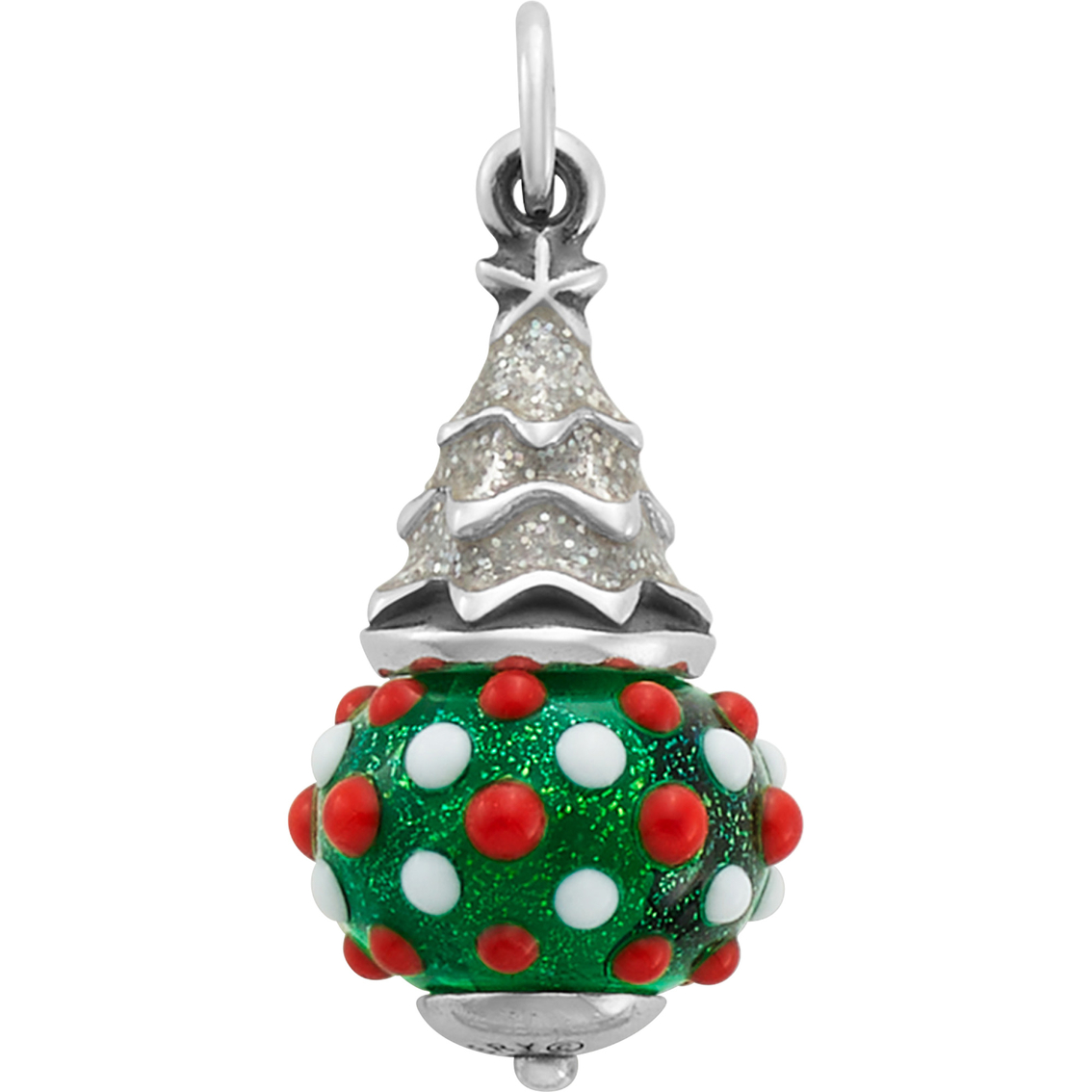 James Avery Enamel Glitter Christmas Tree Art Glass Charm