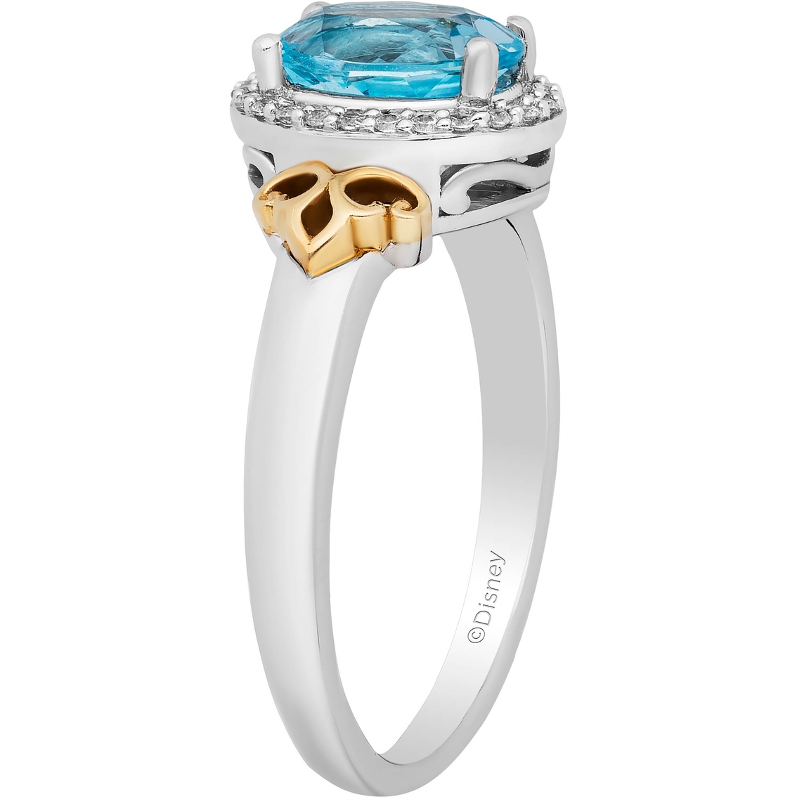 Disney Enchanted 14K Gold Over Silver 1/10 CTW Diamond & Topaz Jasmine Ring - Image 3 of 4