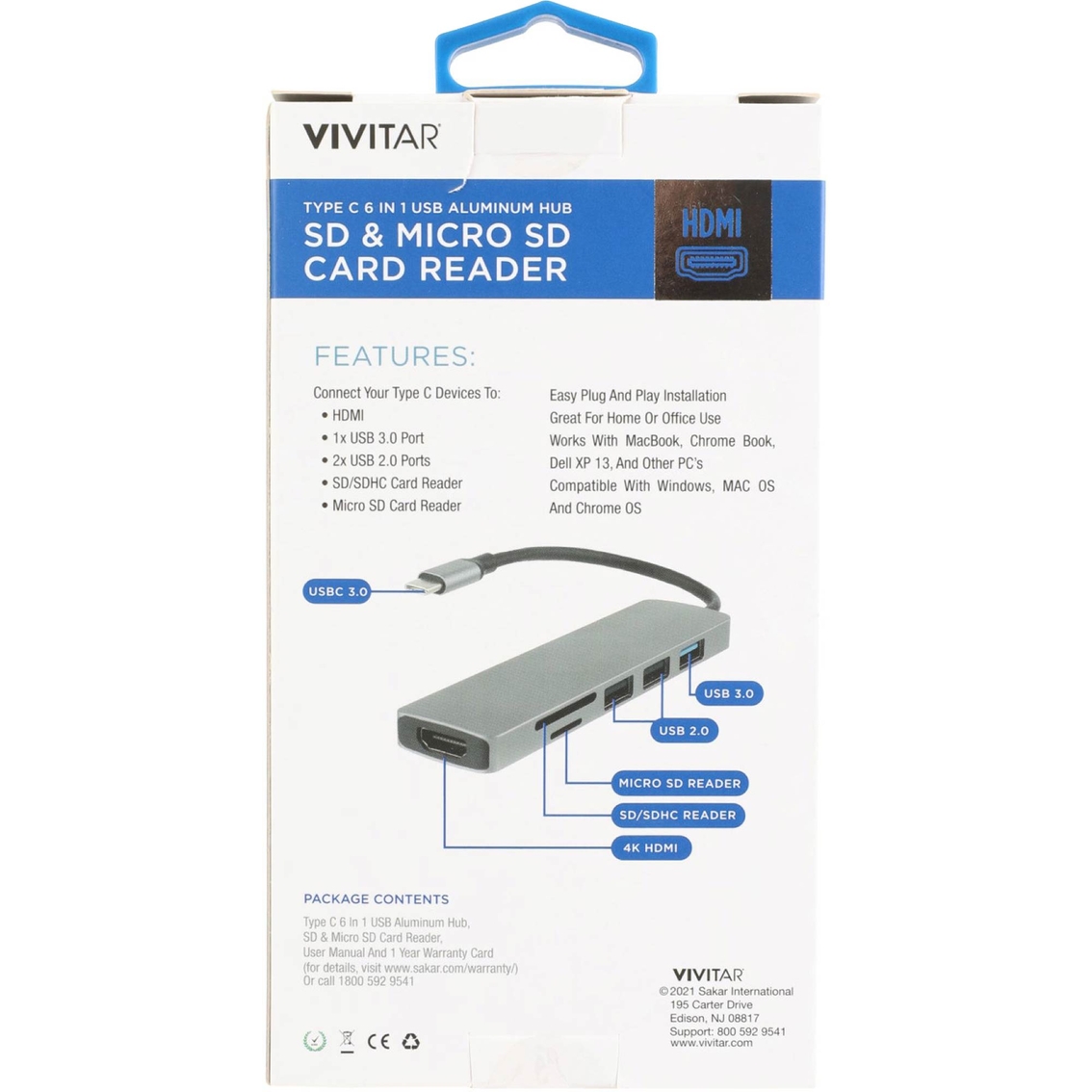 Vivitar 6 in 1 USB C 4K HDMI USB SD Micro SD - Image 2 of 4