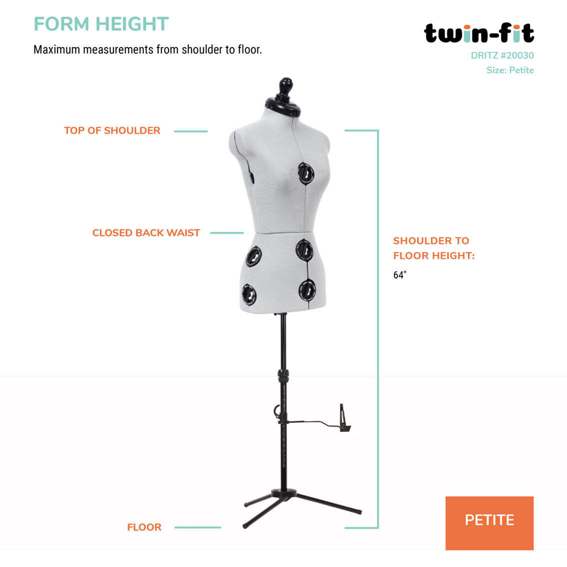 Dritz Twin Fit Adjustable Dress Form - Image 9 of 9