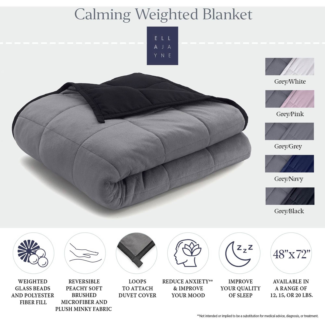 Ella Jayne Reversible Weighted Anti Anxiety Blanket - Image 4 of 4