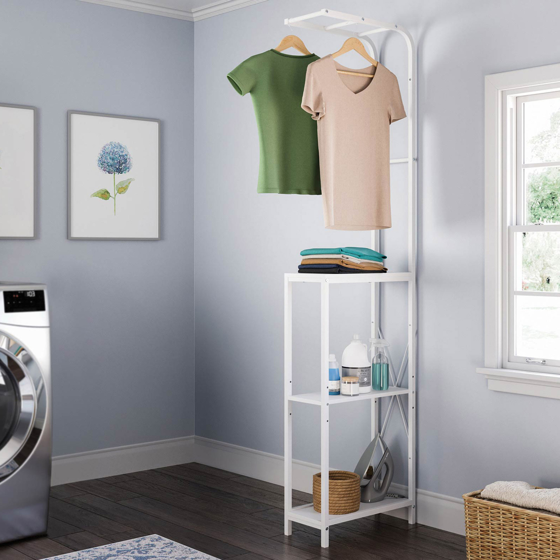 Sauder North Avenue Compact White Laundry Stand and Drying Rack - Image 1 of 5