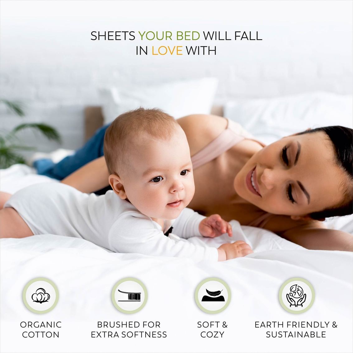 Purity Home 300TC Organic Cotton Percale Sheet Set - Image 6 of 8