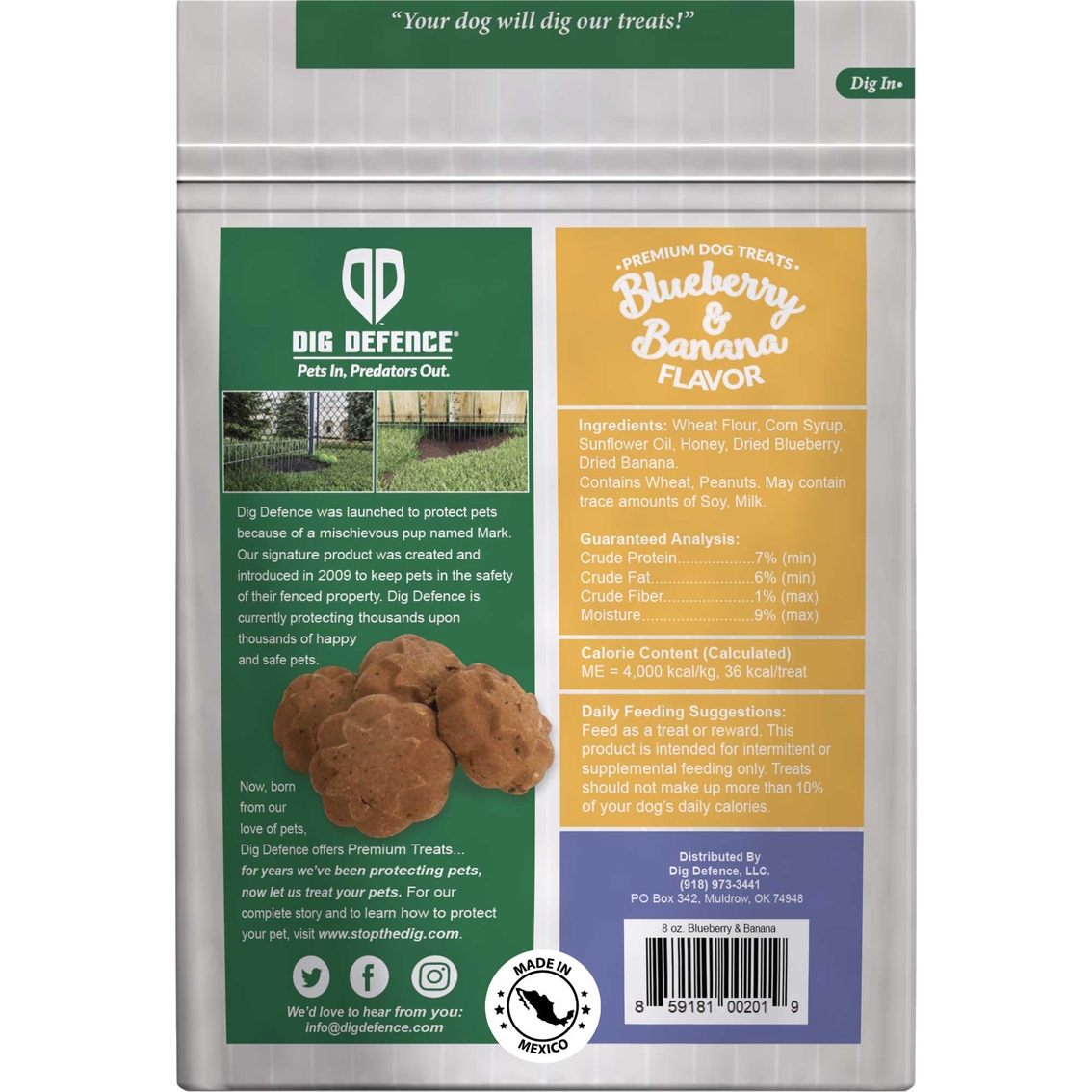 Dig Defence Blueberry/Banana All Natural Dog Treats - Image 2 of 2