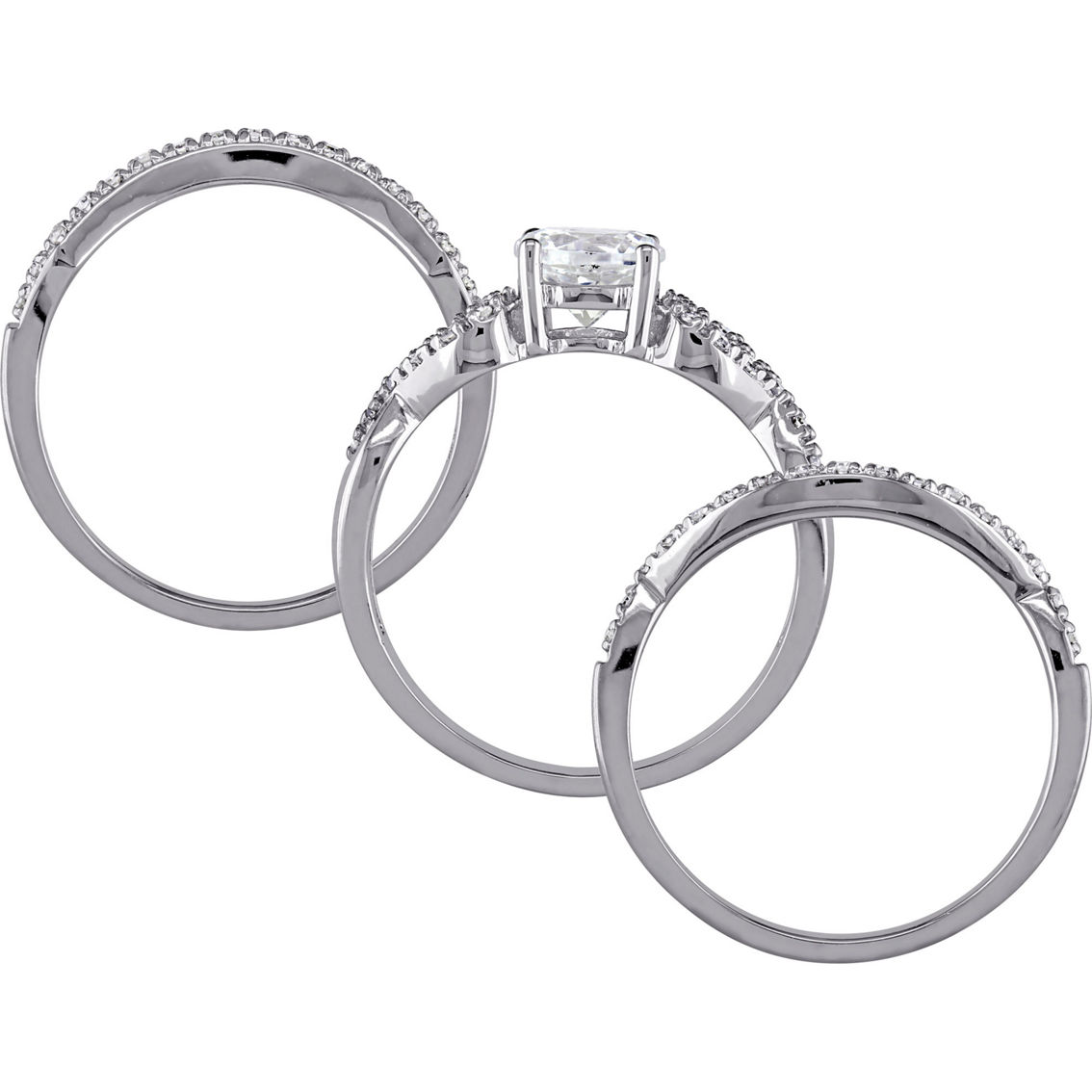 Sofia B. 10k White Gold Created White Sapphire Diamond Infinity 3 pc. Bridal Set - Image 3 of 5
