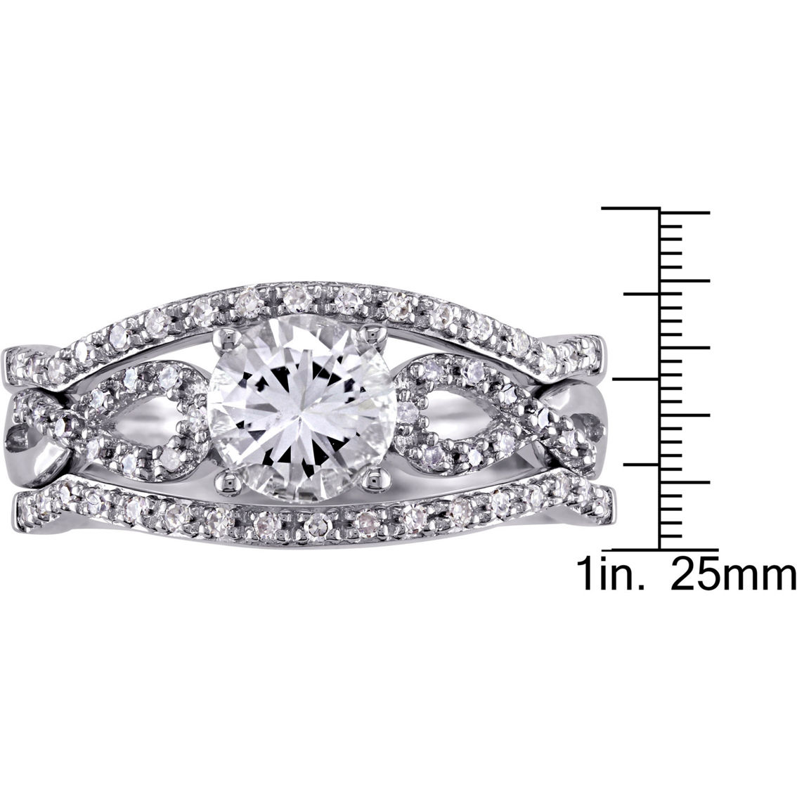 Sofia B. 10k White Gold Created White Sapphire Diamond Infinity 3 pc. Bridal Set - Image 5 of 5