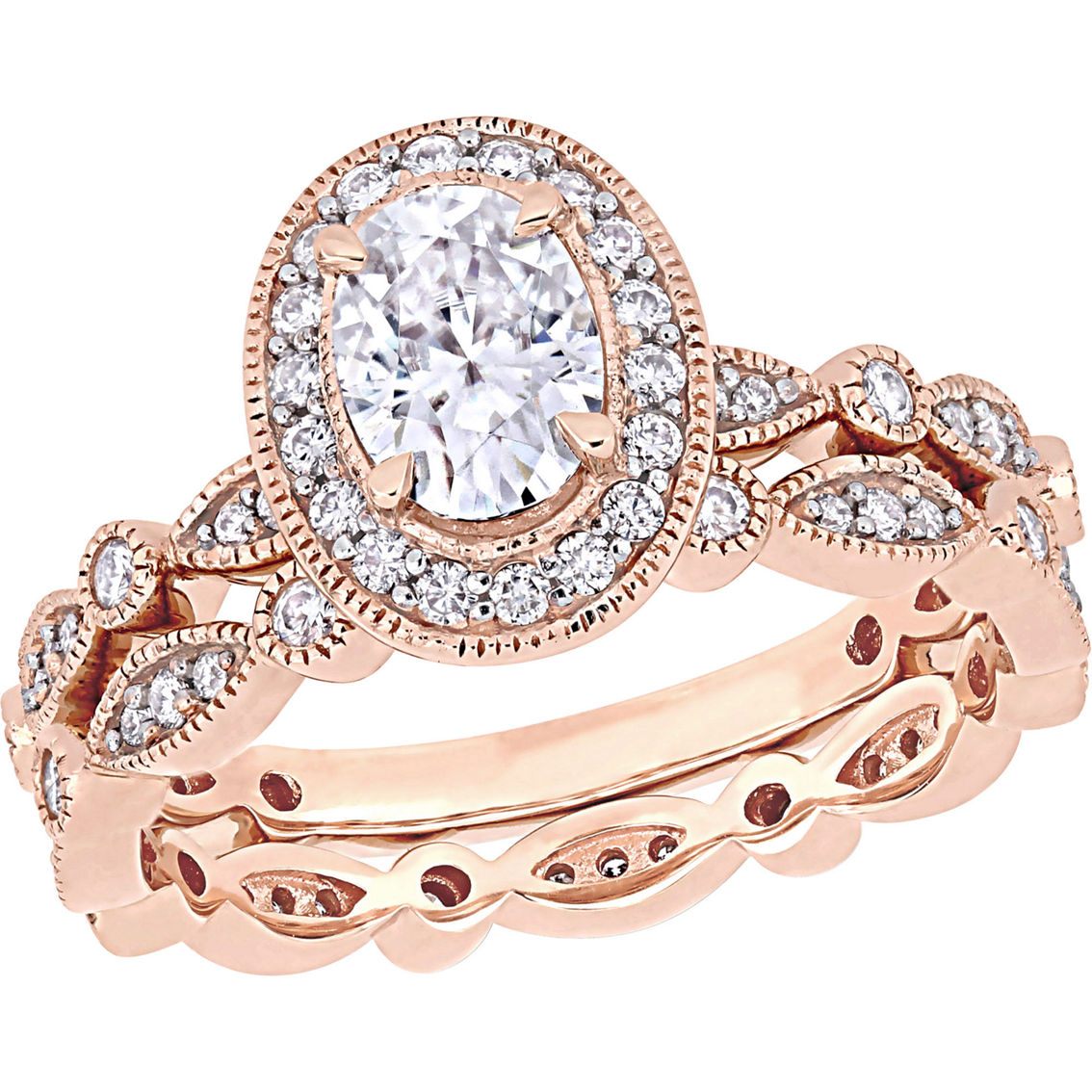 Sofia B. 10K Rose Gold 1 1/2 CTW Moissanite Oval Halo Infinity Engagement Ring