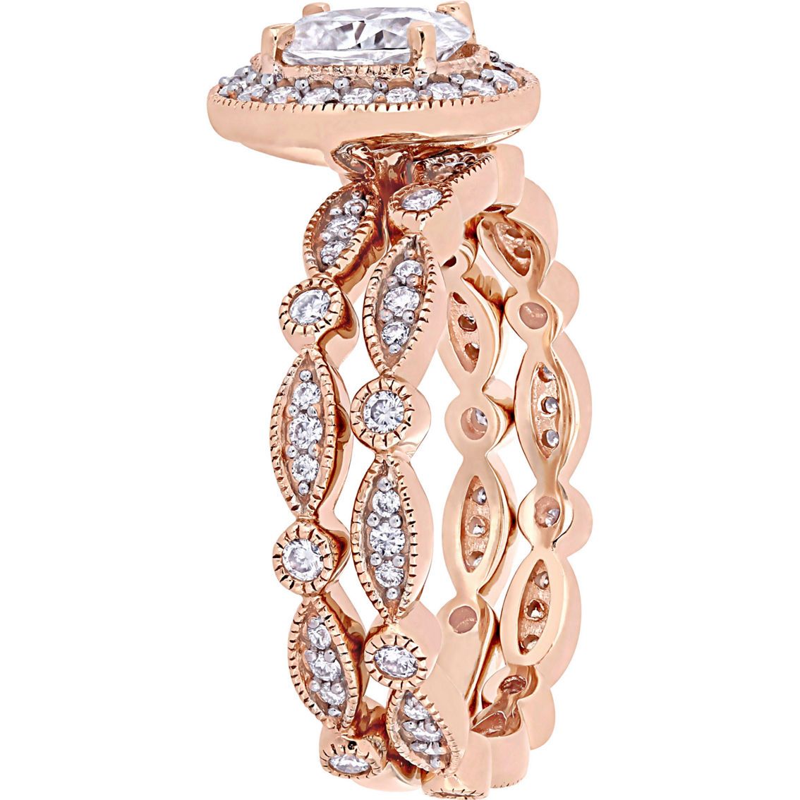 Sofia B. 10K Rose Gold 1 1/2 CTW Moissanite Oval Halo Infinity Engagement Ring - Image 2 of 5