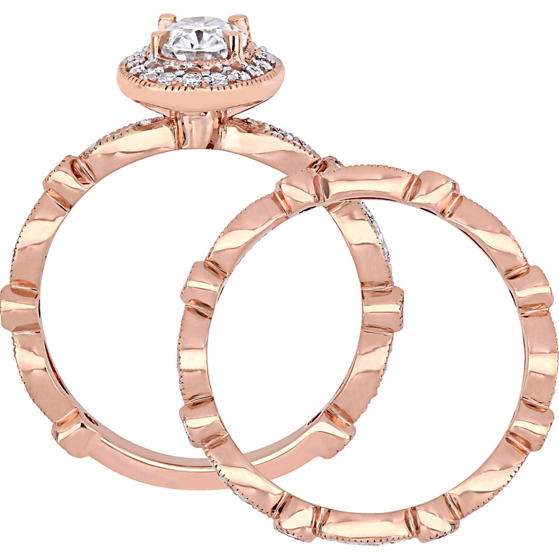 Sofia B. 10K Rose Gold 1 1/2 CTW Moissanite Oval Halo Infinity Engagement Ring - Image 3 of 5