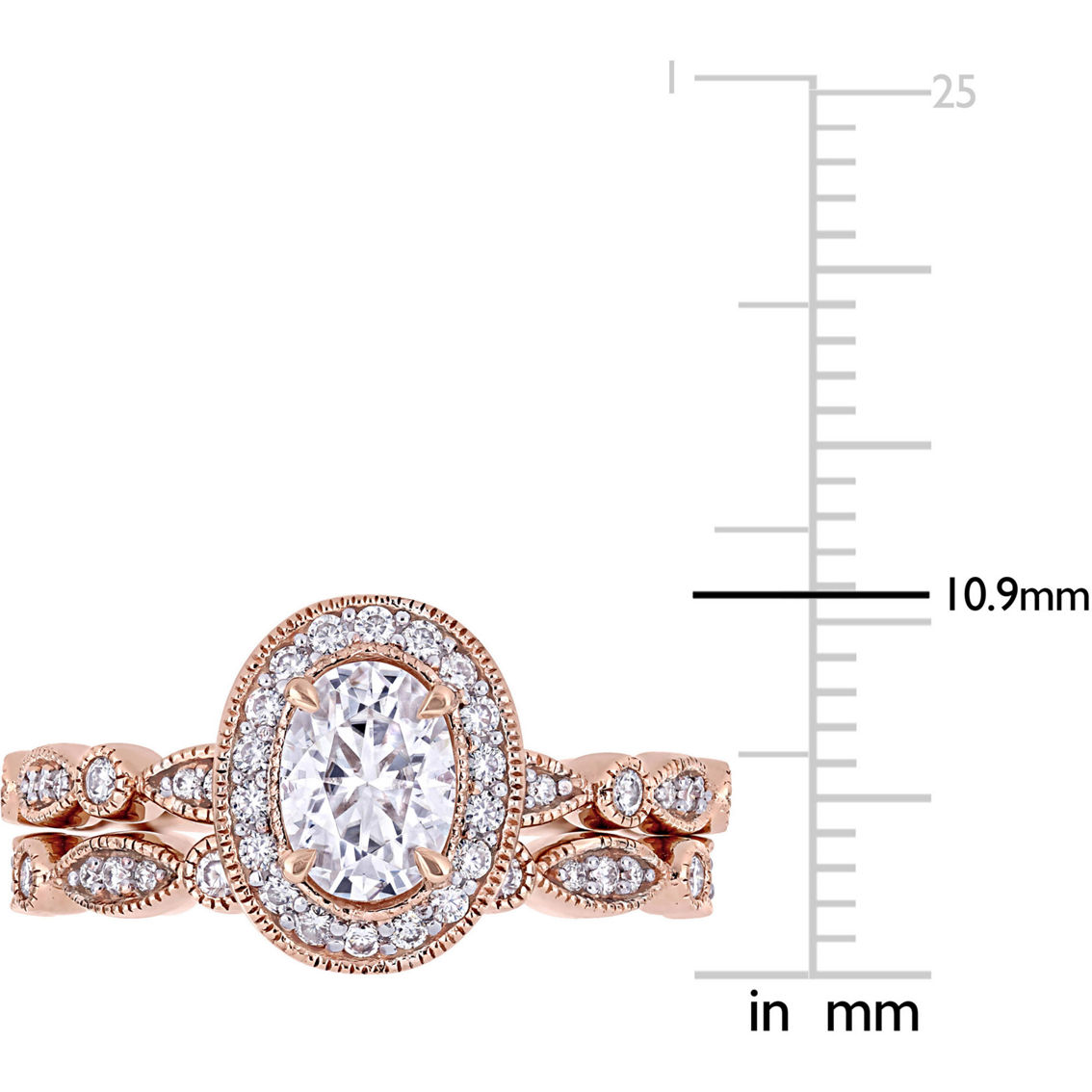 Sofia B. 10K Rose Gold 1 1/2 CTW Moissanite Oval Halo Infinity Engagement Ring - Image 5 of 5