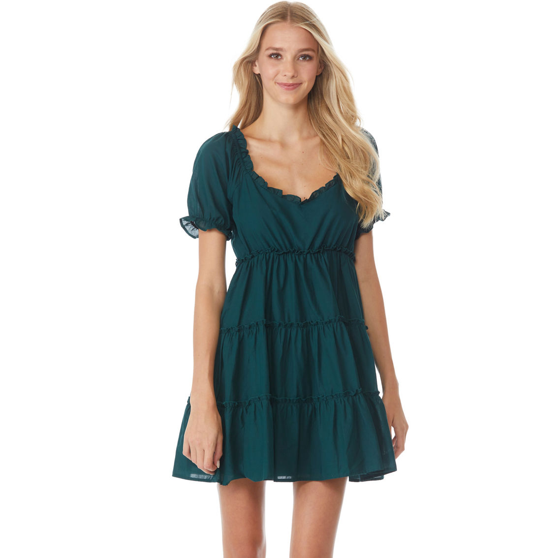 Bailey Blue Juniors Cotton Tiered Puff Sleeve Dress - Image 3 of 3