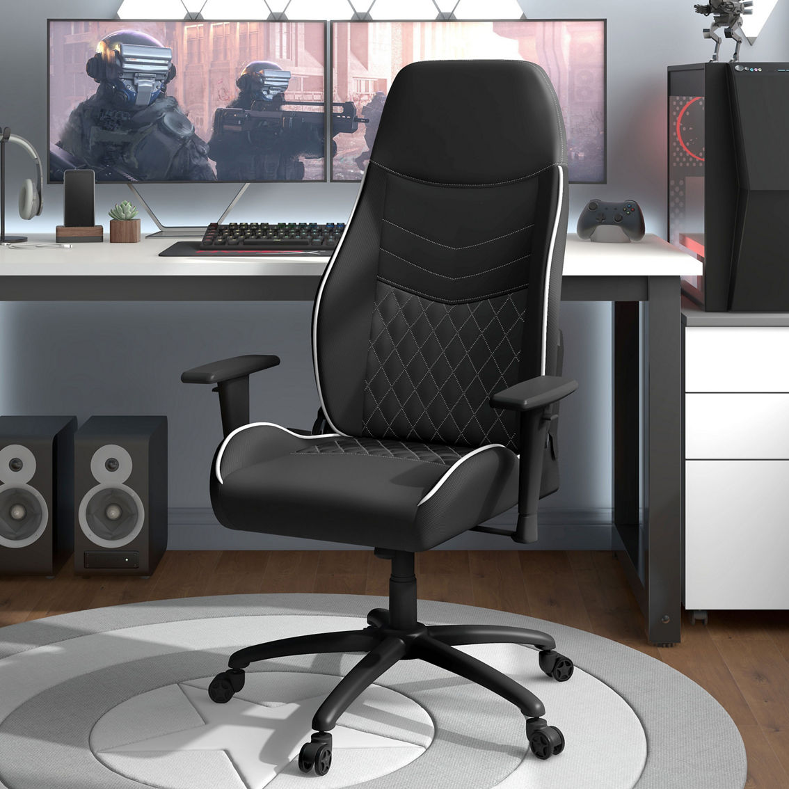 Furniture of America Aguil White Trim Adjustable Gaming Chair - Image 1 of 3