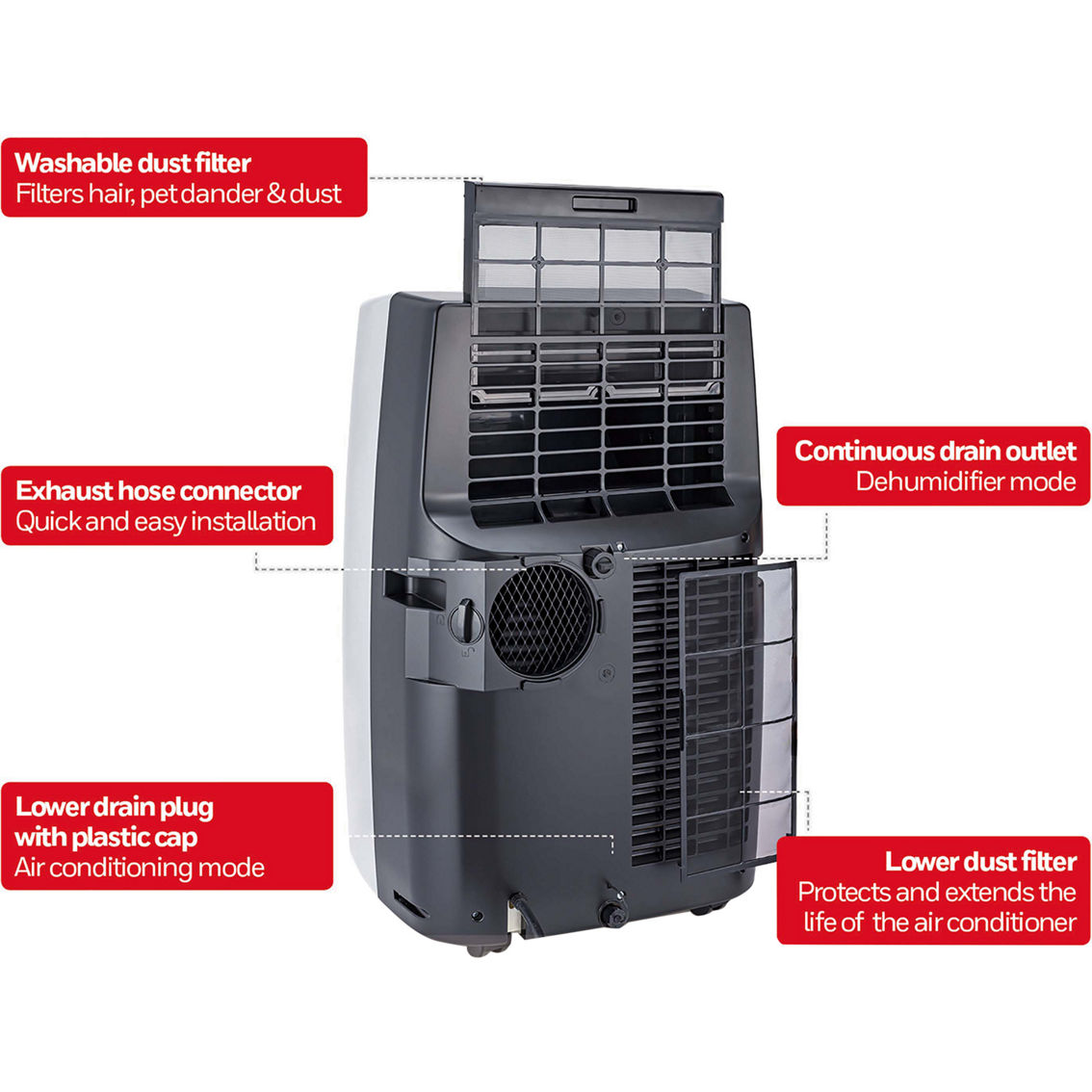 Honeywell 14,000 BTU Heat and Cool Portable Air Conditioner, Dehumidifier and Fan - Image 4 of 9