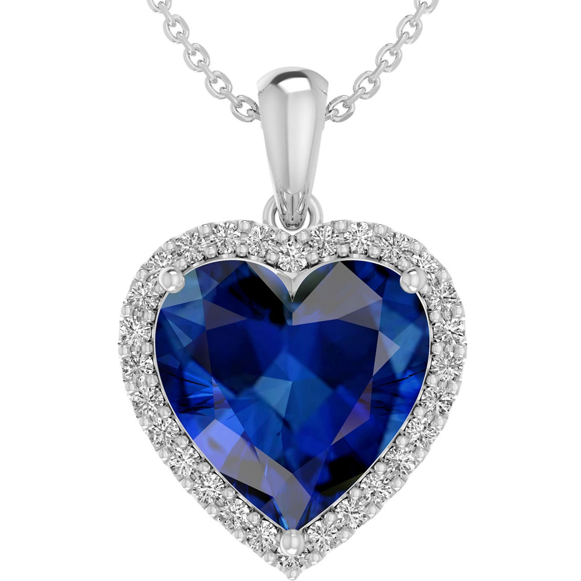 Sterling Silver Created Blue Sapphire Heart of the Sea Necklace - Image 1 of 2