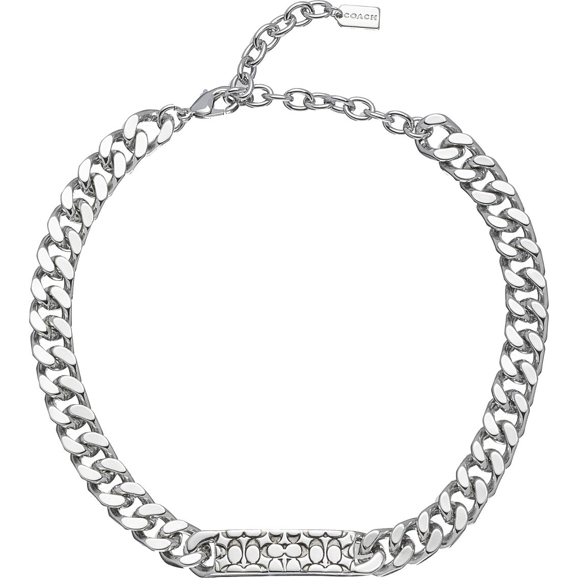 Coach 12 in. Rhodium Quilted Signature Link Necklace - Image 2 of 3