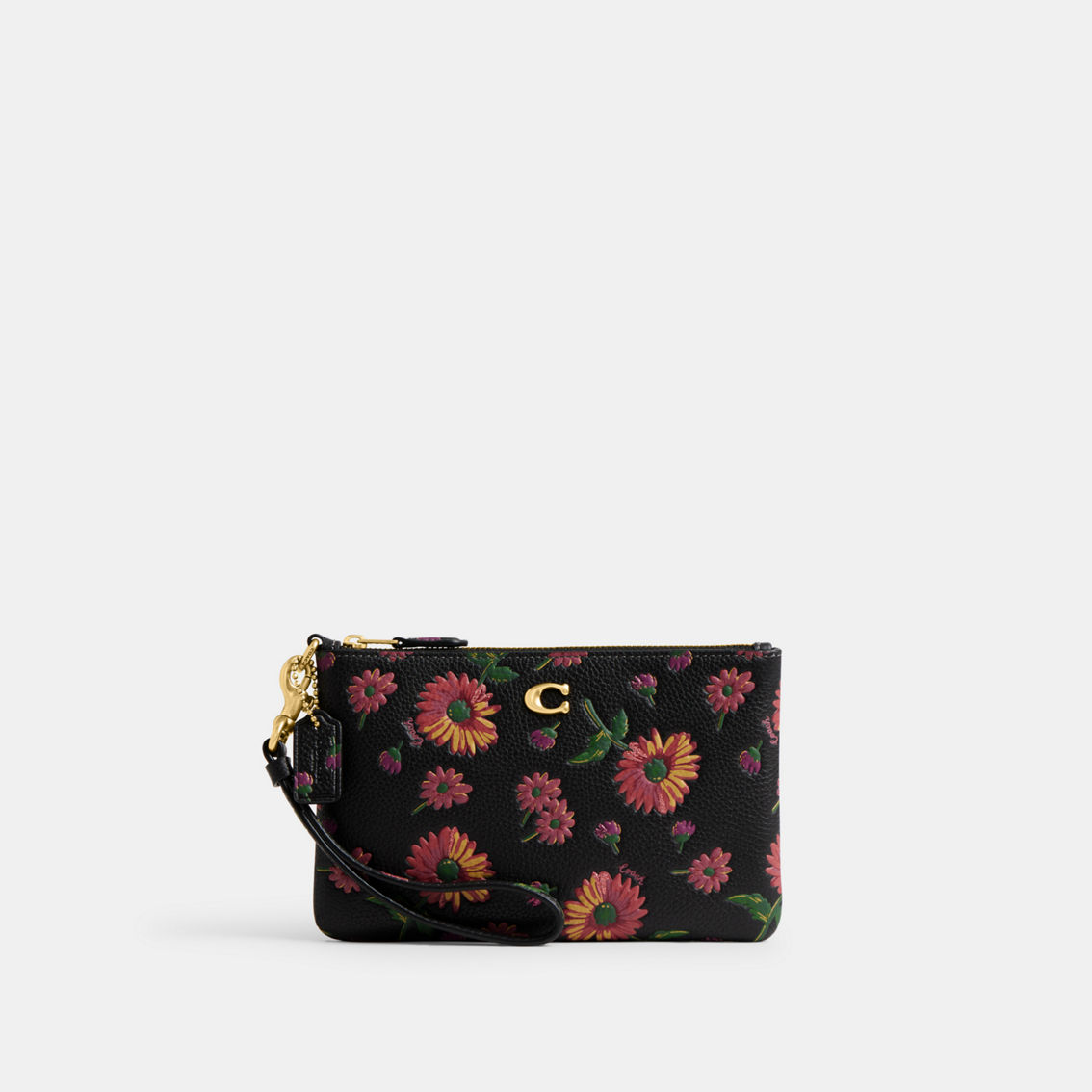 COACH Floral Printed Leather Small Wristlet