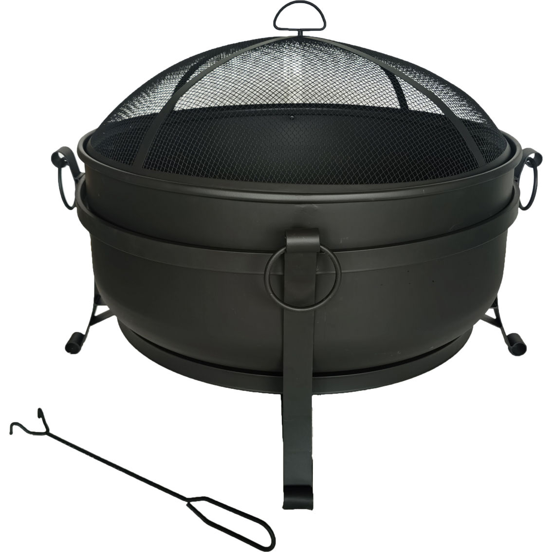 Chard 30 in. Round Cauldron Fire Pit with Spark Screen - Image 2 of 3