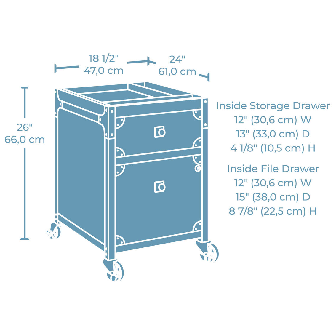 Sauder 2 Drawer Mobile File Cabinet, Carbon Oak - Image 2 of 2