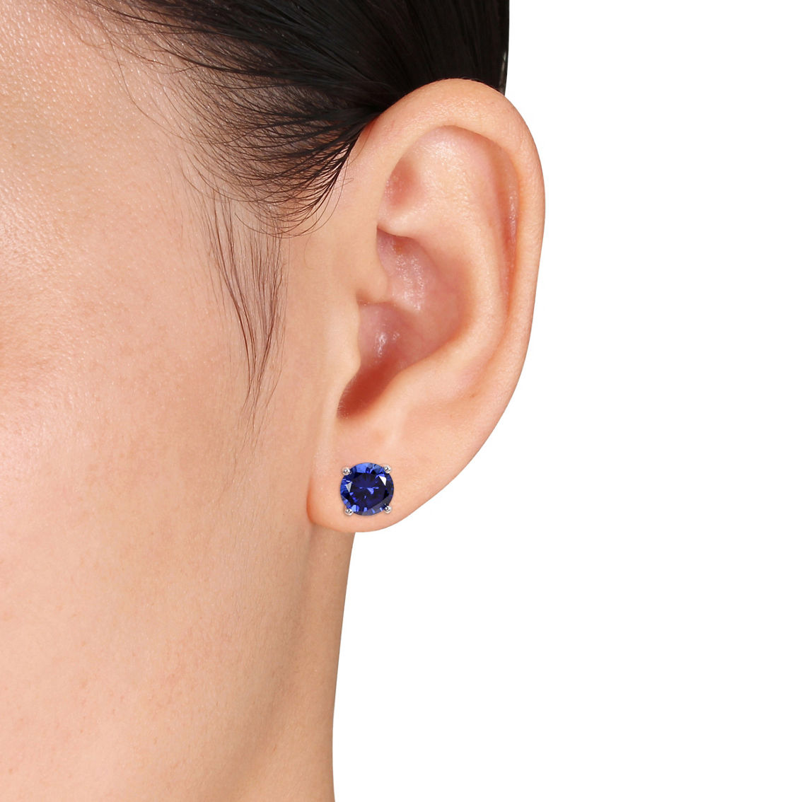 Sofia B. Sterling Silver Created Blue Sapphire Solitaire Necklace and Earrings - Image 3 of 4