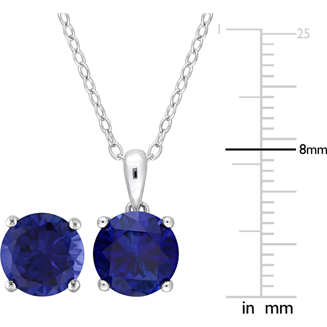 Sofia B. Sterling Silver Created Blue Sapphire Solitaire Necklace and Earrings - Image 4 of 4